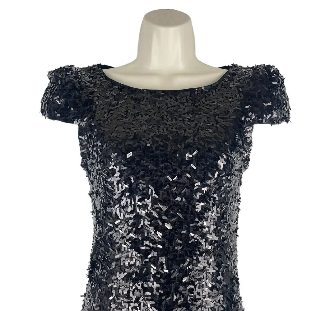 Rachel Gilbert Simone Sequin Embellished Evening Gown Black Size 0